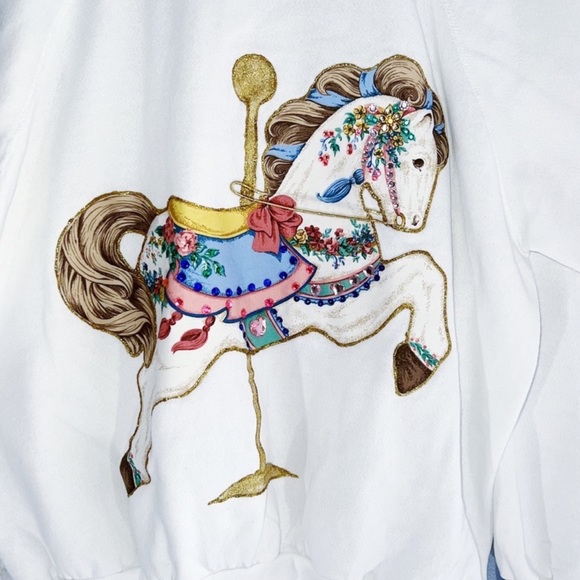 Vintage 90s Mom Sweater Horse Jeweled Size Extra Large - Picture 4 of 7